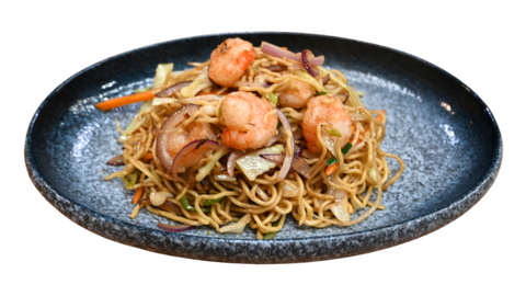 102 Nouilles sautées aux scampis 鲜虾炒面