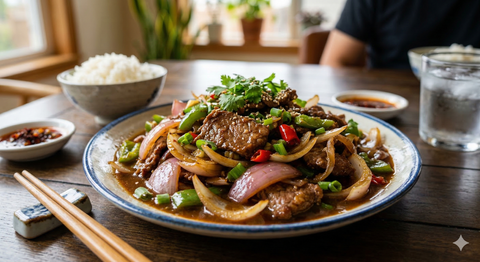 Bœuf tendre aux oignons sautés 嫩炒洋葱牛肉